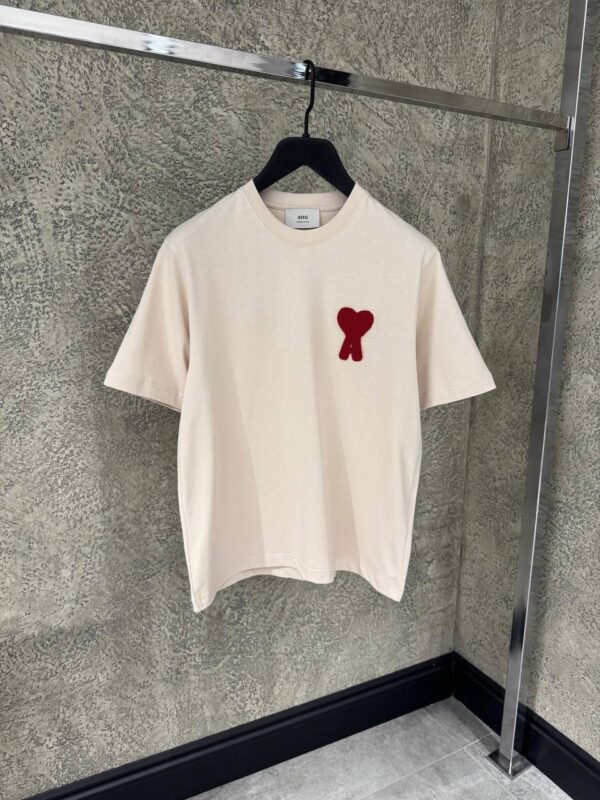 Ami Paris T-Shirt Gebreid Logo Beige - Afbeelding 2