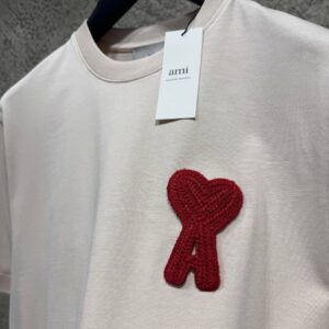 Ami Paris T-Shirt Gebreid Logo Beige - Afbeelding 4