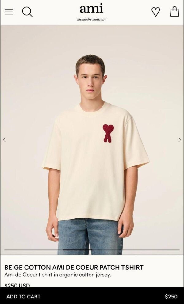 Ami Paris T-Shirt Gebreid Logo Beige - Afbeelding 5