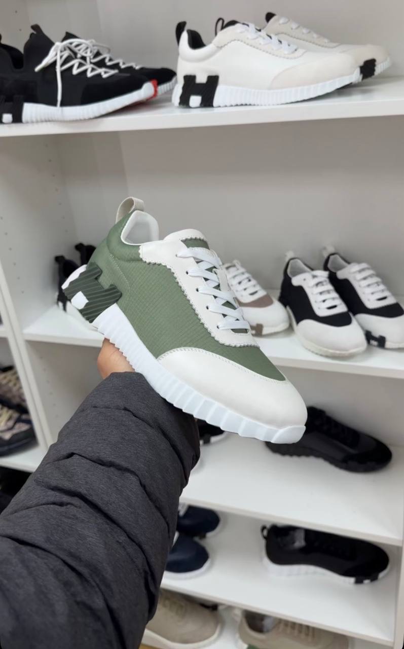 Hermes bouncing sneaker Groen met wit